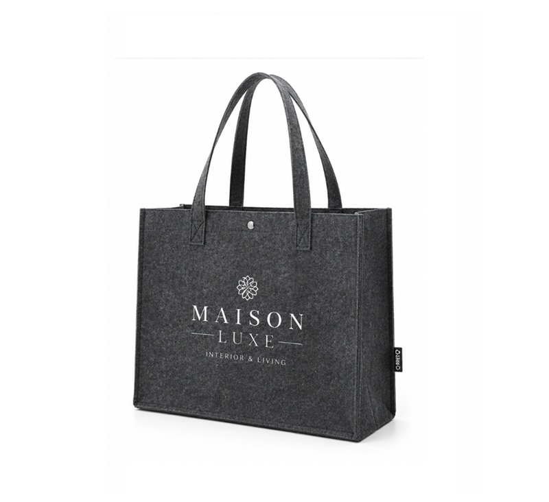 Luxe vilten shopper met logo
